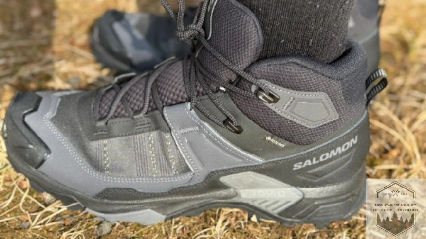 side view of the salomon x ultra 5 on dirt
