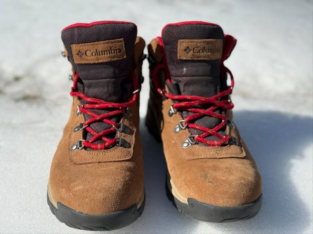 Front View Of the Columbia Newton Ridge Plus II featuring the lacing system