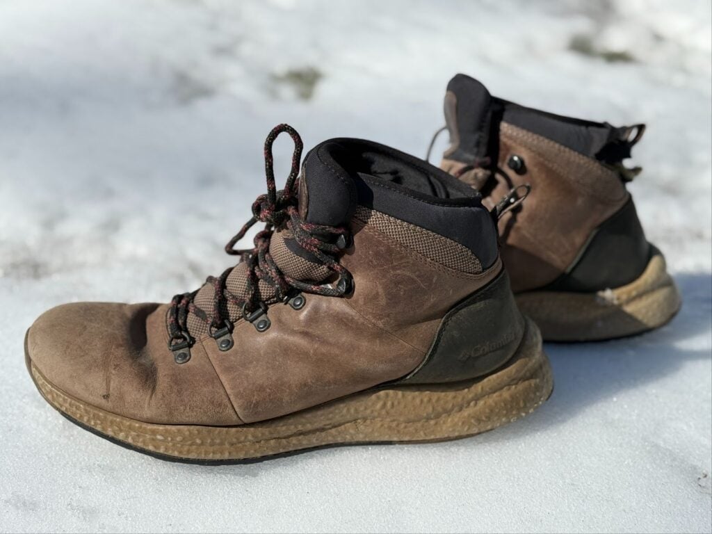 View of the Columbia Newton Ridge Plus II after 5 years highlighting the breakdown of the whole boot itself