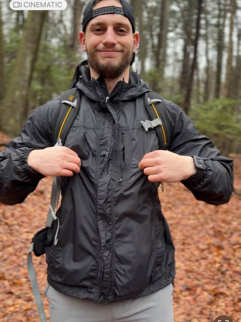 My go-to rain jacket for hiking in the rain(northface)