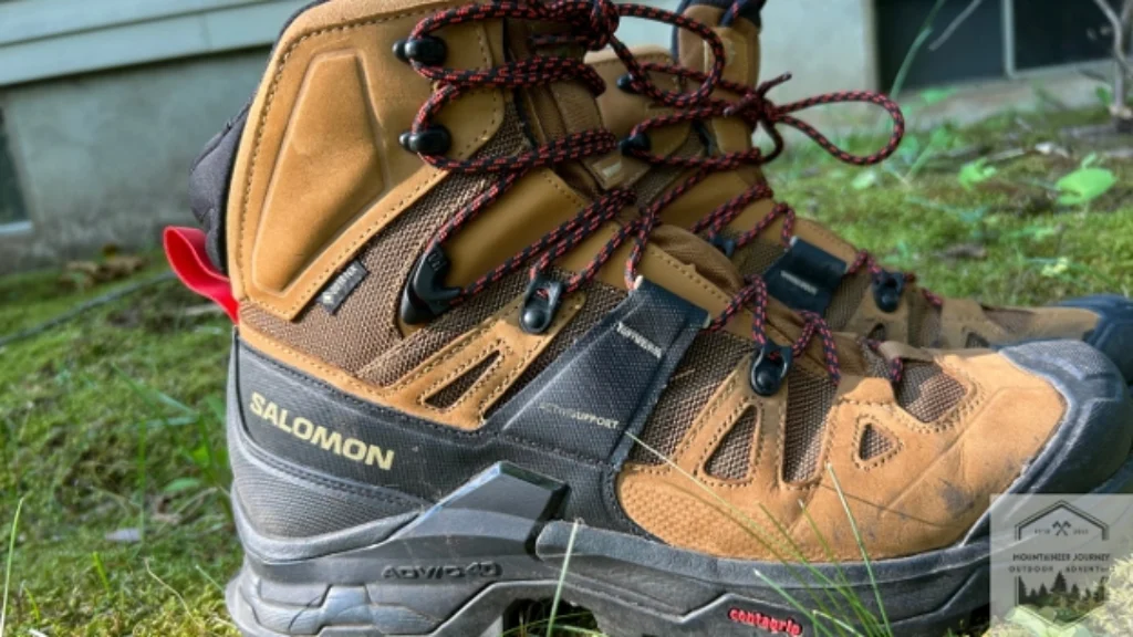 Example of very stable hiking boots with overlying ankle cuff coverage