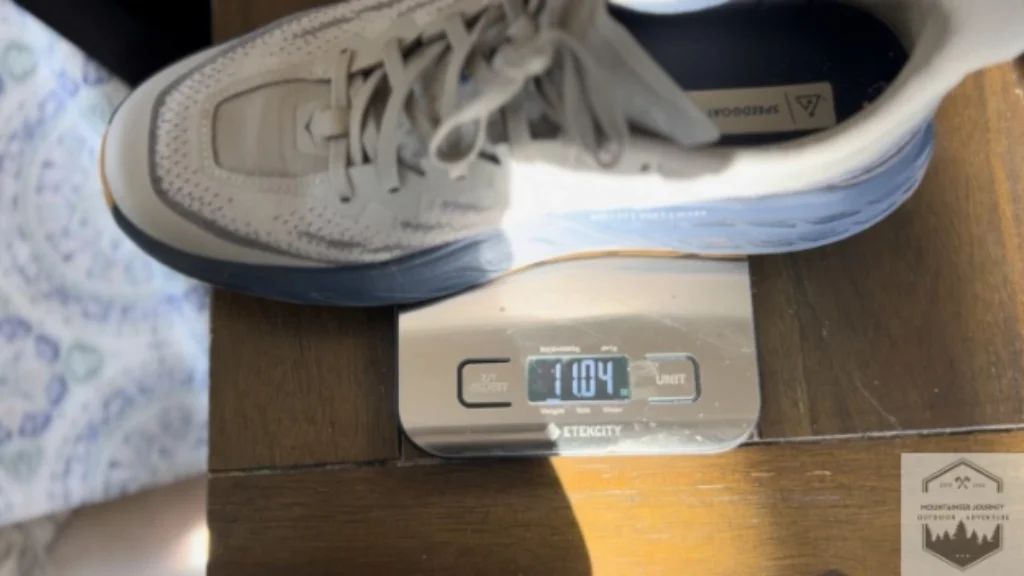 Speedgoat 5 on my scale weighing 11oz