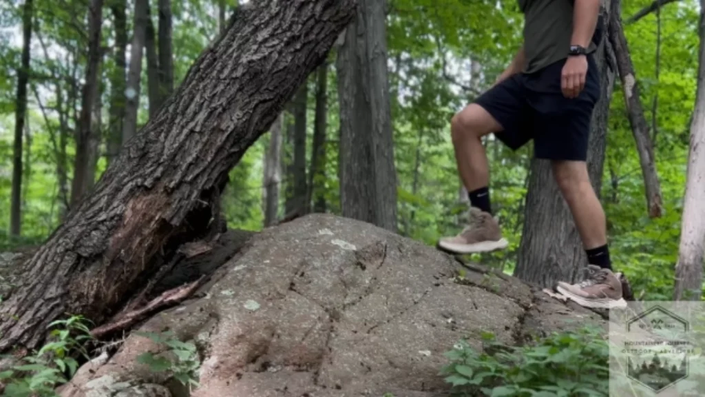 wearing the anacapa 2 on the trail, testing vibram megagrip