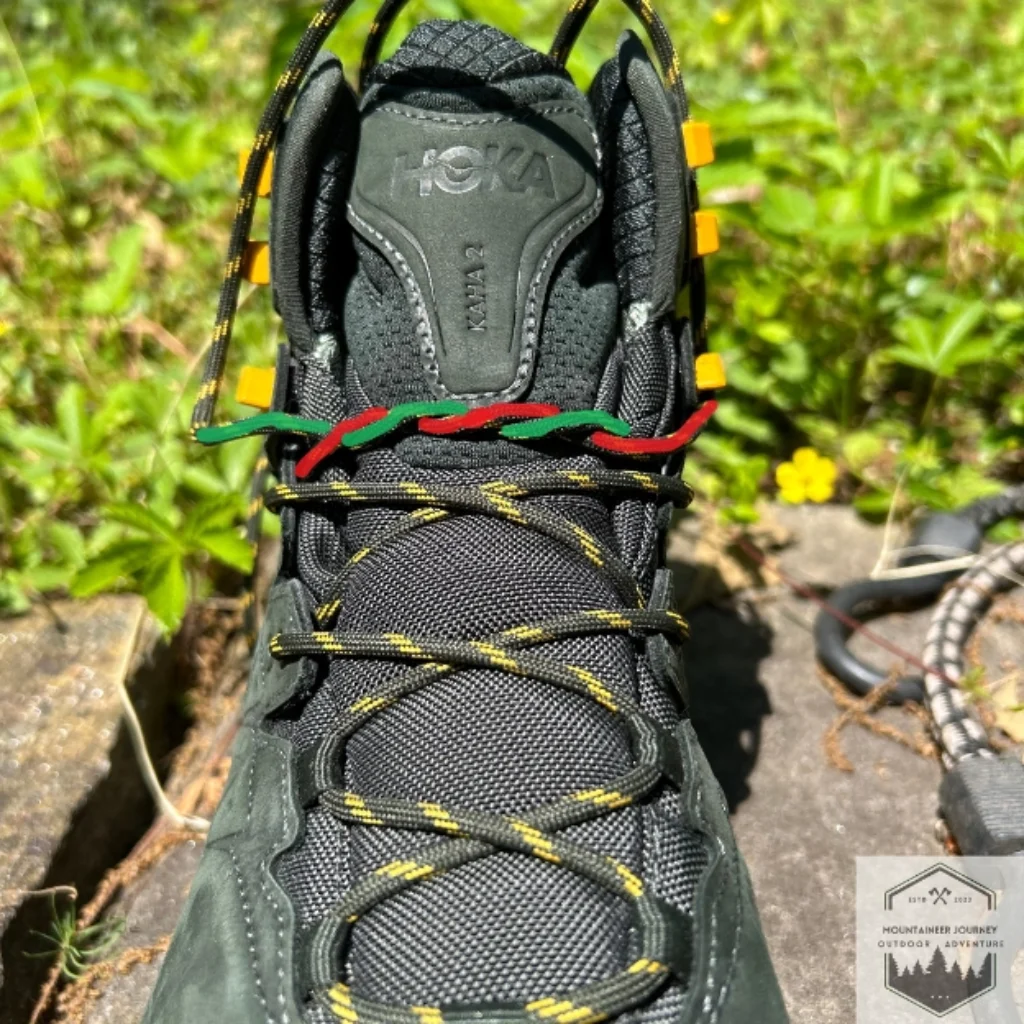 surgeons knot on hiking boot