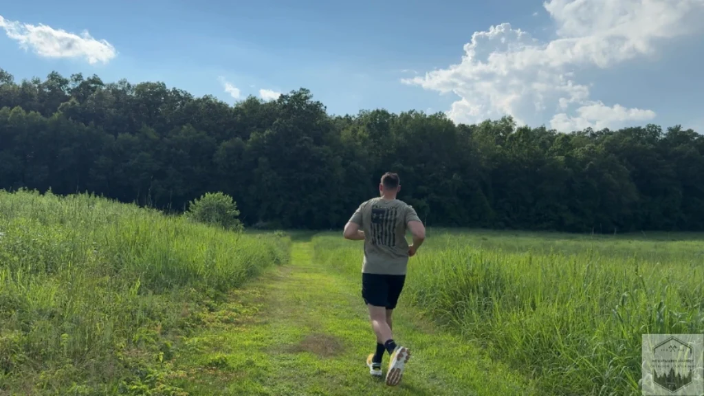Running on the grass in the shoes during testing