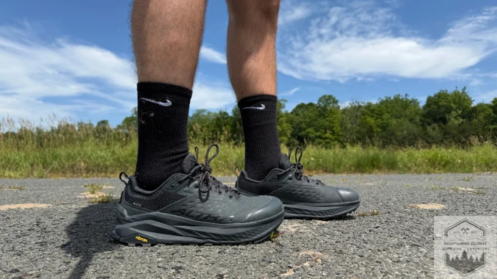 wearing the altra olympus 6 on the trail, testing the traction