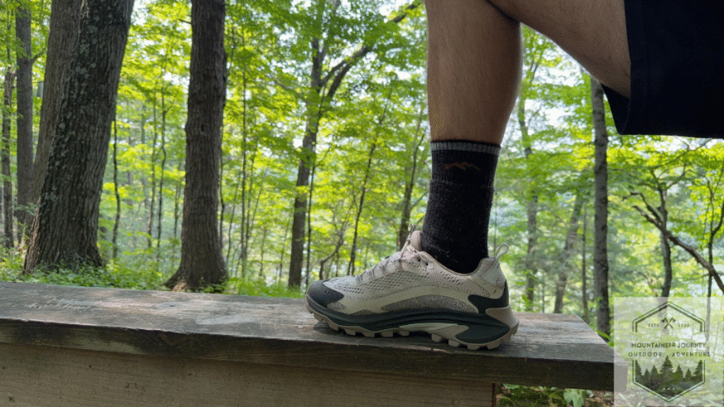 standing on bench while wearing the merrell moab speed 2 