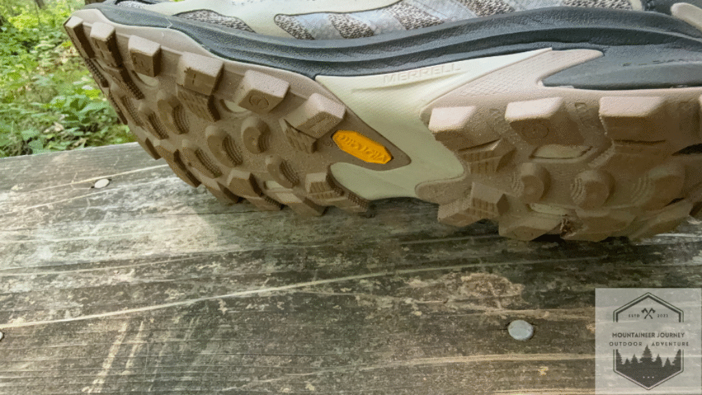 outsole view of the Vibram lugs, with rubber mini spikes
