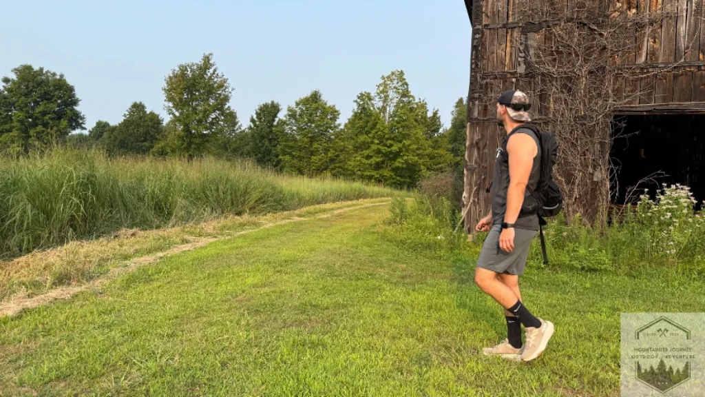 walking on off-trail area with the hoka transport