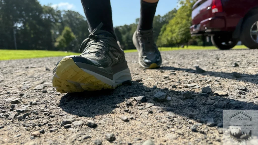 walking on clumpy gravel