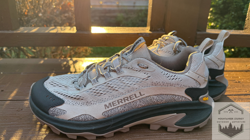 side view of the Merrell Moab Speed 2 with sunlight in background