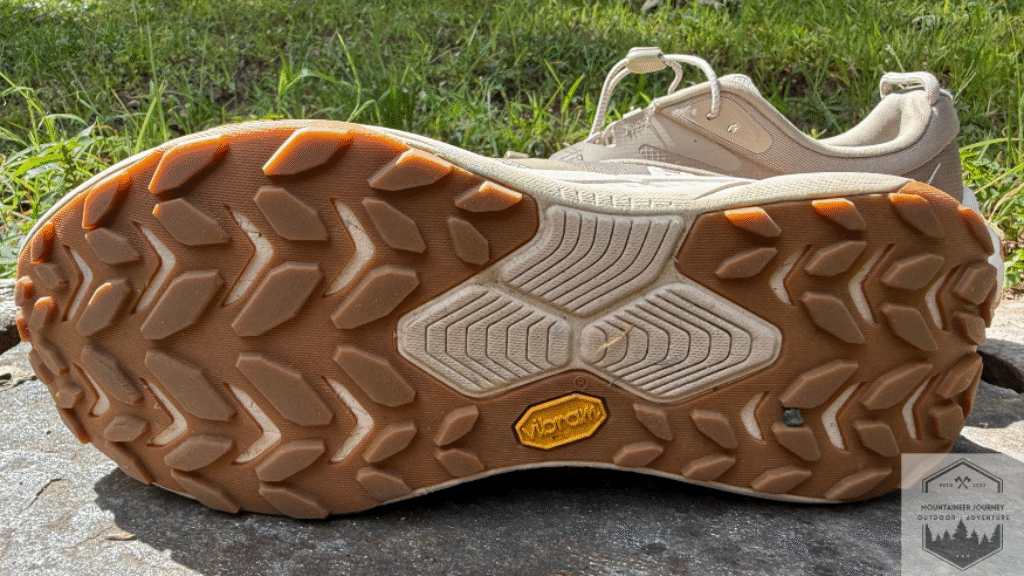Outsole of the hoka transport, this is the only walking shoe we have tested that has actual lugs rather than a rubber indentations as most walking shoes have.
