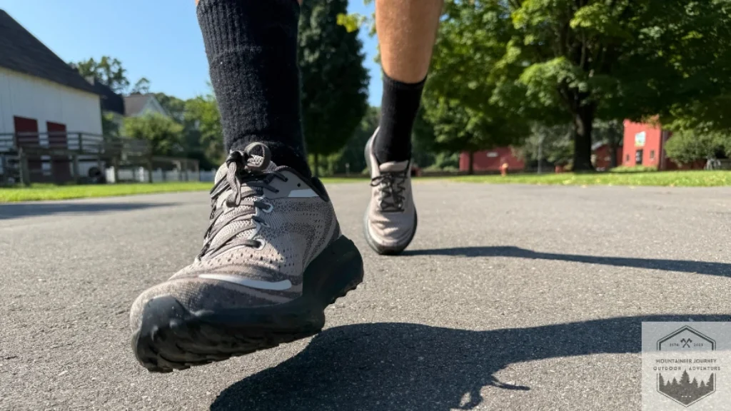 Running on pavement during our testing of the Merrell Morphlite