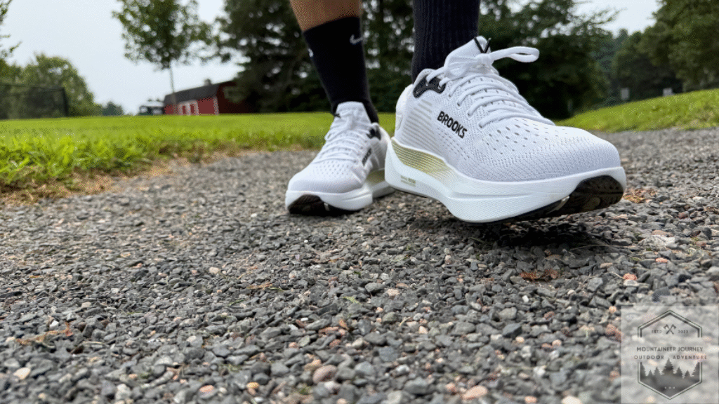 front view of the ghost max 3, testing outsole traction