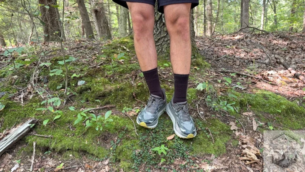 front side view of the shoes in moss