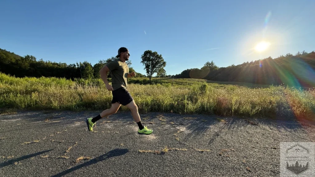 Running in the cascadia 19, sun in background