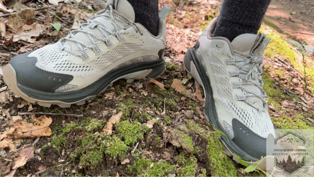 front view of both shoes showing the toe box room as well as the rubber toe cap