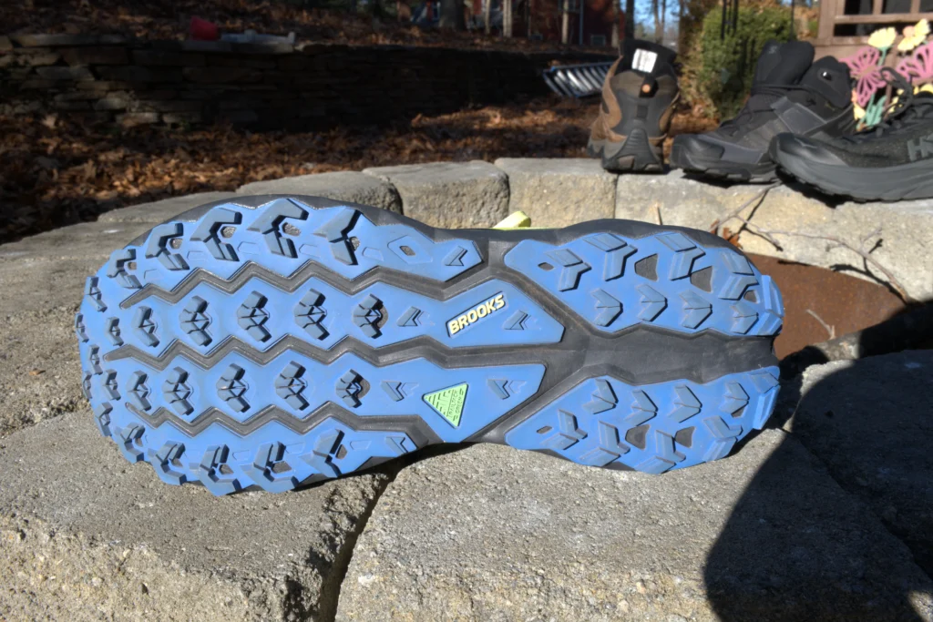 View of the Cascadia 19's outsole after 100 miles of testing. No significant wear or compression