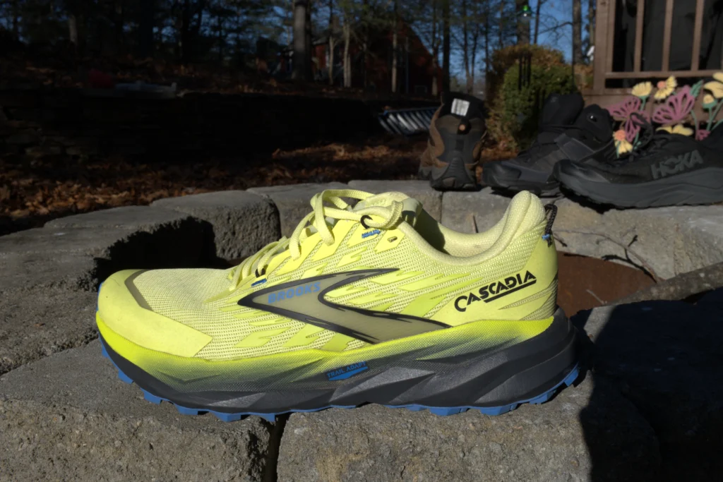Brooks Cascadia 19 after 100 miles of testing, upper showing minor scuffs no loss of structural integrity.