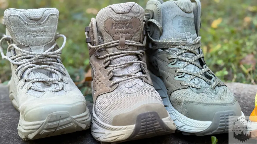 3 Top Hoka Hiking Boots Lined up next to eachother
