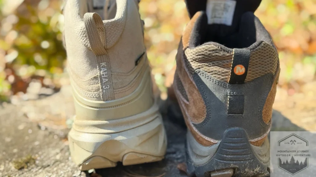 Heel view of both boots, high ankle support for the Kaha 3