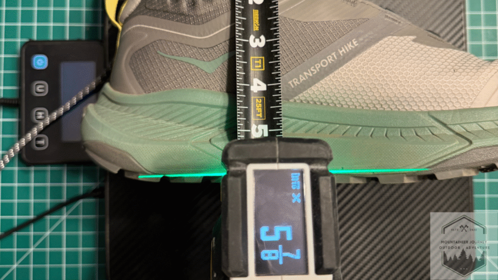 Measuring the ankle cuff height at 5.875 inches with our laser measure