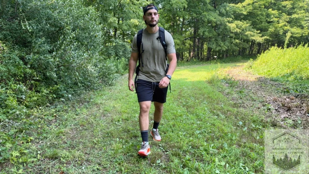 Walking on trail while wearing the Pegasus Trail 5