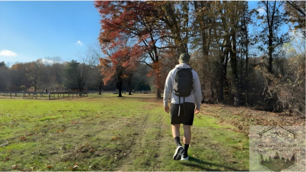 Walking with a backpack in grass with the Bondi 9