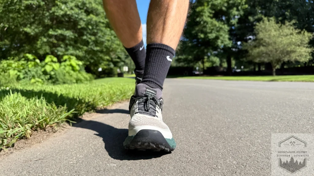 Testing out the trail shoes on solid asphalt for road-to-trail transitions