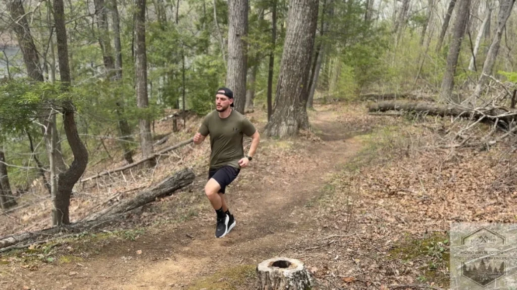 Running on a trail with the Clifton 10's