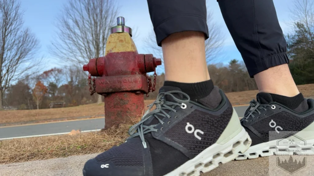 Walking through a neighborhood in the On Cloud 6 to test the CloudTec cushioning and impact protection on residential concrete sidewalks.