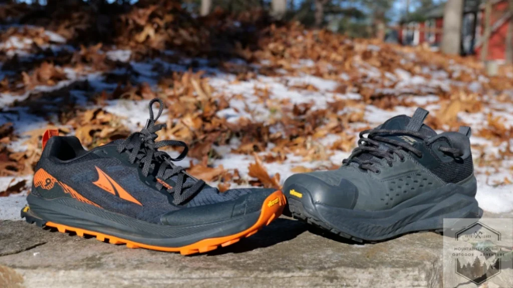 Both shoes facing eachother, noting differences in stack height