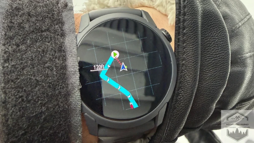 Coros Pace 4 watch face during GPS route