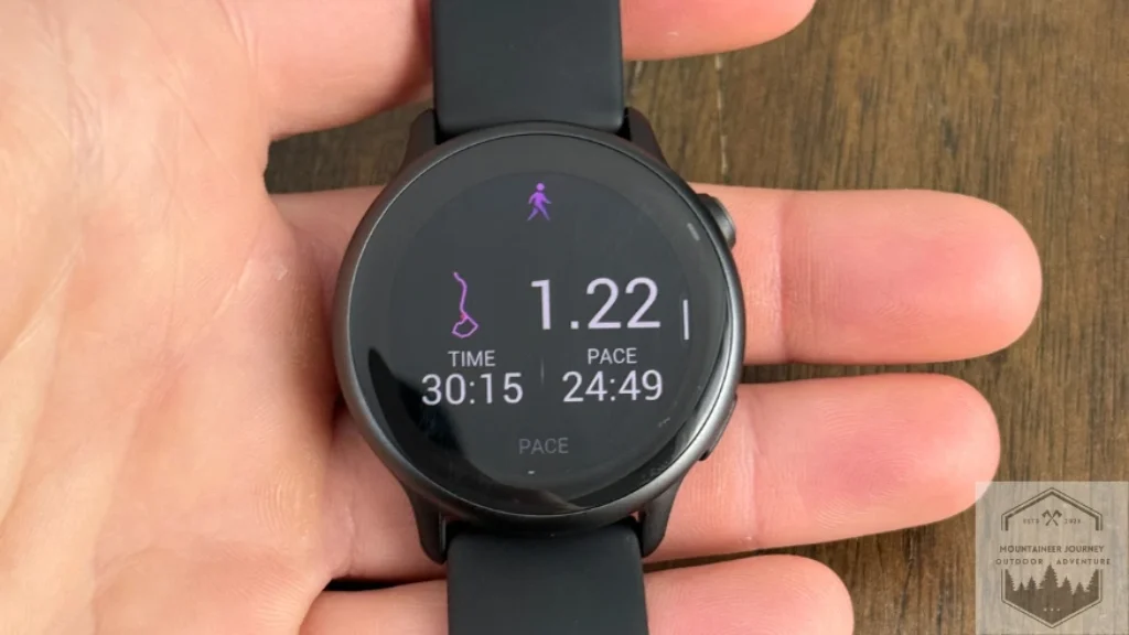 GPS map with time and pace on watch face