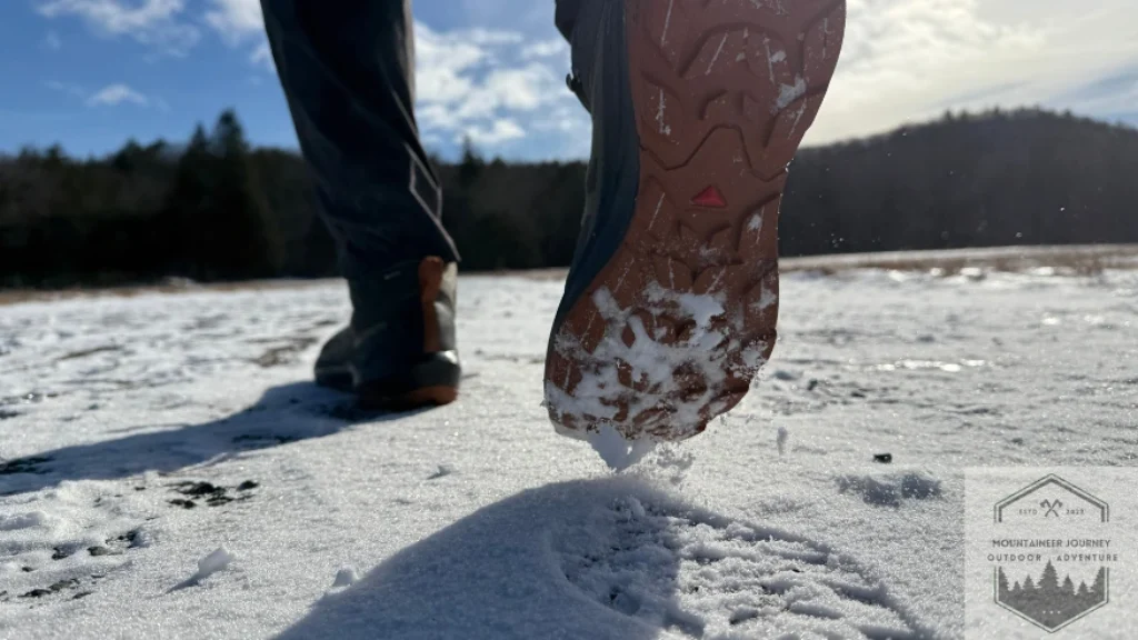Contagrip outsole biting into snow and gravel during testing