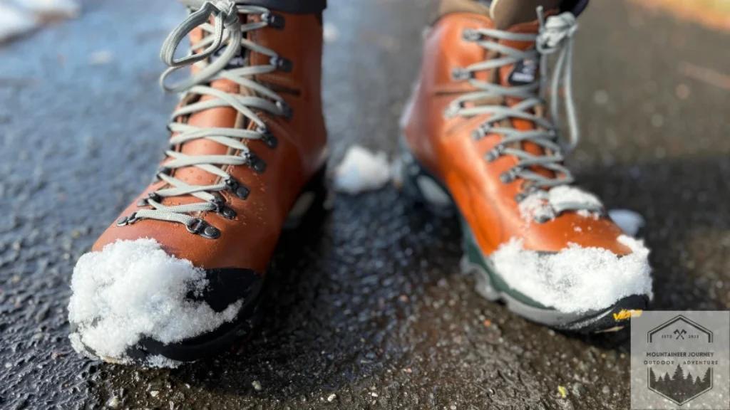 Zamberlan Vios covered in snow during our waterproofing testing