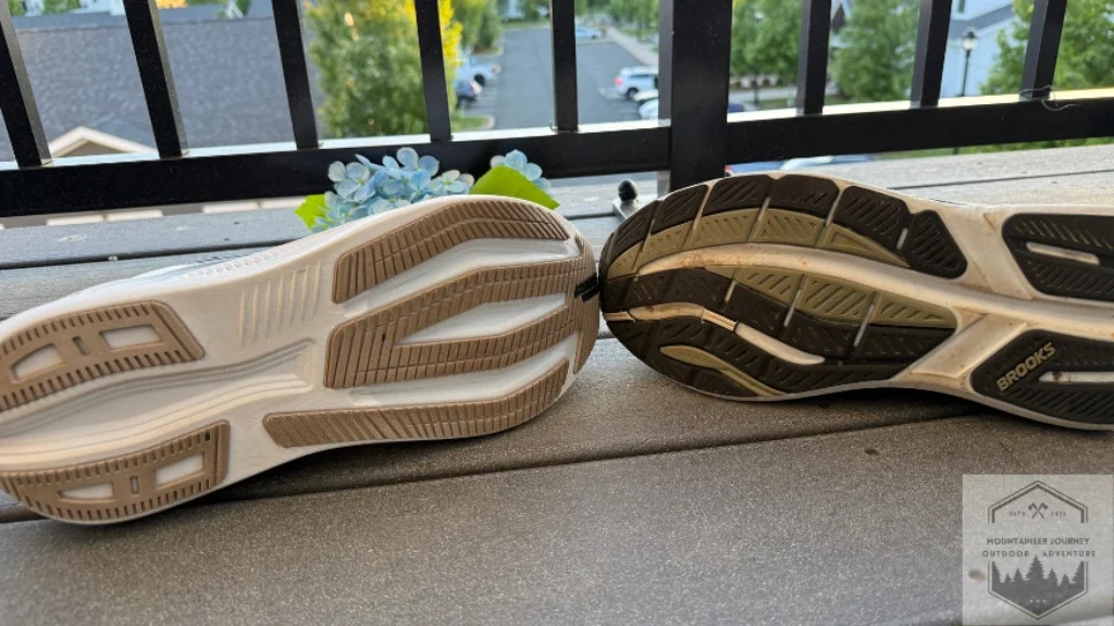 View of both outsoles after 50+ miles of testing on both. No visible wear.