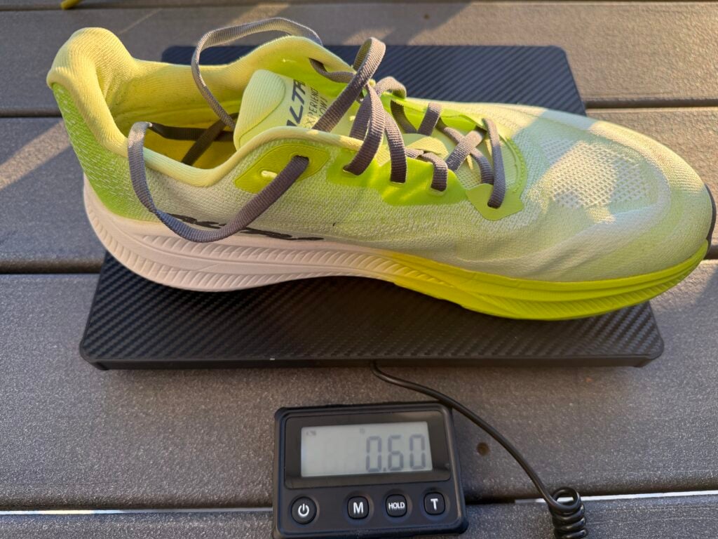 Experience Flow 3 on our scale at .60 pounds or 9.6 ounces per shoe